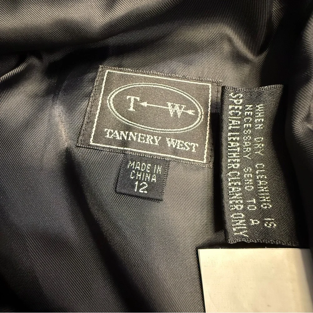 Tannery West Black Genuine Leather High Rise Flare Pants 34” Inseam Size 12 - Picture 2 of 12